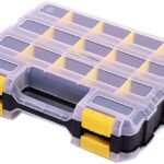 Hardware Organizer Box 34 Compartments Small Parts Organizer with Removable Dividers Durable Plastic Double Side Tools Box Screw Organizer For Nuts, Bolts, Screws, Nails, Small Hardware (Yellow)
