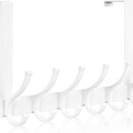 Over The Door Hooks, Door Hanger Hooks for Hanging, Over The Doors Towel Racks for Bathroom, Coat Rack Dorm Essentials (1Pack, White, Fit 1-3/4" Doors)