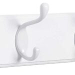 Wall-Mounted Coat Rack, Hook Rack, 4 Dual Metal Hooks, for Coats, Bags, Keys, in the Entryway, Bedroom, Living Room, White ULHR23WT