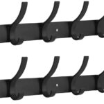 Coat Rack Wall Mount, Wall Hooks for Hanging, Entry Coat Hooks Coat Hanger, Hat Rack Holder for Wall, Key Holder Purse Racks, Towel Rack for Bathrooms (2 Pack, Black)