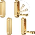 Foldable Wall Hooks, 40lbs Heavy Duty Rustproof Zinc Alloy Folding Coat Hooks, 4PCS Gold Space-Saving Hangers for Bathroom Kitchen Entryway Towels Coats Bags