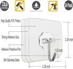 24 Pack Adhesive Wall Hooks 33LB Heavy Duty No Drill Transparent Waterproof Hooks for Bathroom Kitchen Towel Coat Office Home Outdoor - Image 2