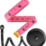 2 Pack Tape Measure Measuring Tape for Body Fabric Sewing Tailor Cloth Knitting Vinyl Home Craft Measurements, 60-Inch Soft Fashion Pink & Retractable Black Double Scales Rulers for Body Weight