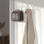 Coat Rack Wall Mount Hooks - 15 Inch Matte White Metal 6-Hook Organizer Wall Mounted, Modern Kids Room, Entryway & Bathroom Hanger for Beach Towels, Coats, Purses, Bags (1 Pack) - Image 2