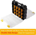 Hardware Organizer Box 34 Compartments Small Parts Organizer with Removable Dividers Durable Plastic Double Side Tools Box Screw Organizer For Nuts, Bolts, Screws, Nails, Small Hardware (Yellow) - Image 2