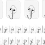Adhesive Hooks Kitchen Wall Hooks - 24 Packs Heavy Duty 24lb(Max) Nail Free Transparent,Waterproof,Sticky Stainless Hangers for Keys,Bathroom, Shower, Outdoor, Kitchen,Door,Home Improvement,Utility