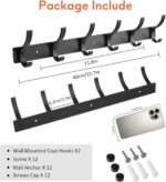 Coat Rack Wall Mount, Wall Hooks for Hanging, Entry Coat Hooks Coat Hanger, Hat Rack Holder for Wall, Key Holder Purse Racks, Towel Rack for Bathrooms (2 Pack, Black) - Image 2