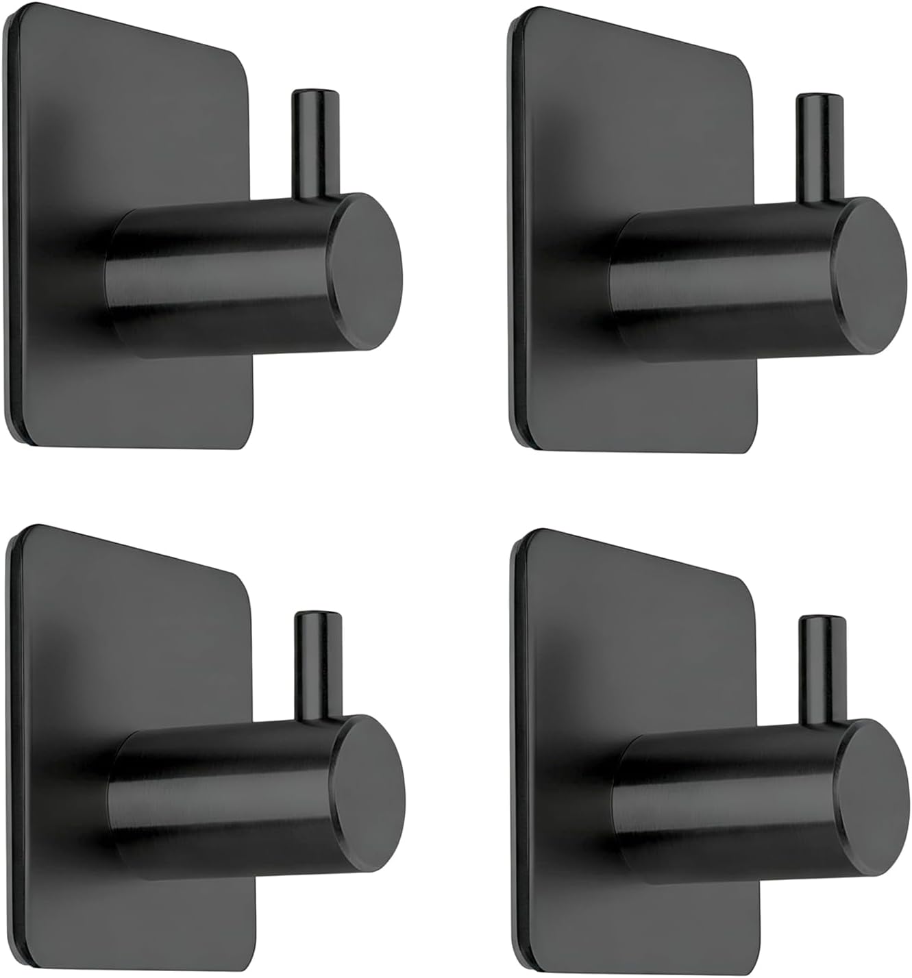 61qzey6kBL._AC_SL1500_.jpg Black Adhesive Towel Hooks Heavy Duty Stick on Wall Hooks Shower Hooks for Bathroom Kitchen Door-4 Packs - Image 1