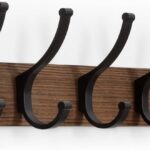 Coat Rack Wall Mount, 16.5 Inches Wood Coat Hooks, Wall Hooks for Hanging, Hat Rack Bag Hanger Key Holder for Wall, Purse Hanger Towel Racks for Bathroom (1Pack, Brown)
