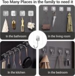 Large Adhesive Hooks, 18 Pack Hold 44lb(Max) Heavy-Duty Sticky Hooks,Waterproof & Rustproof Wall Hook for Hanging Can be Use Kitchen Bathroom Outdoor Ceiling Office, Transparent - Image 2