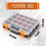 Tool Box with Transparent Lid, Double Side 34-Compartments Organizer Box with Removable Dividers for Hardware, Screws, Bolts, Nails, Beads, Jewelry and Fishing Accessories, Orange, 2 Pack - Image 2