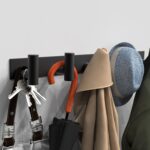 Black Hat and Coat Wall Mount Rack 5 Hooks for Robes, Bags, Keys, and Towels Bathroom Towel Hanger Organizer (1 Pack) - Image 2