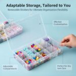 2 Pack 15 Grids Clear Plastic Organizer Box with Adjustable Dividers, Craft Storage Containers for Jewelry, Beads, Screws, Tackle Box, Washi Tapes, Small Parts Organizer for Arts and Crafts - Image 2