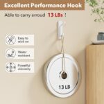 Wall Hooks for Coat and Towel: 13LB Strong Adhesive Door Hanger Stick on, White 4 Pack - Image 2