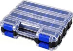 Small Parts Storage Case Tools Box Organizer Double Side 34 Compartments Hardware Organizers with Removable Plastic Dividers for Screws Nuts Nails Bolts