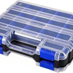 Small Parts Storage Case Tools Box Organizer Double Side 34 Compartments Hardware Organizers with Removable Plastic Dividers for Screws Nuts Nails Bolts