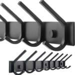 Coat Rack Wall Mounted,8 Coat Hooks for Hanging Coats,24" Heavy Duty Metal Double Hook Rack Rail Coat Hanger Wall Mount for Clothes Entryway Jacket,Black