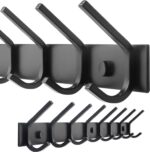 Coat Rack Wall Mounted,8 Coat Hooks for Hanging Coats,24" Heavy Duty Metal Double Hook Rack Rail Coat Hanger Wall Mount for Clothes Entryway Jacket,Black