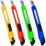 4 Pack Box Cutter, 9mm Snap-off Utility Knife, Box Cutter Retractable for Opening Packages Cartons, Box Opener, Disposable Razor Knife Exacto Knife Perfect for Office and Home use