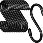 3 Inch Vinyl Coated S Hook,S Hooks for Hanging Plants ,10 Pack Non Slip Heavy Duty S Hooks ,Small Rubber Coated Steel Metal Black Closet S Hook for Hanging Jeans Plants Jewelry Pot Pan Cups Towels