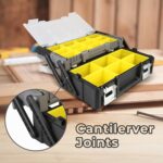 18 Inch Portable Plastic Cantilever Tool Box Organizer with Removable Compartments, Great Organization and Storage for Hardware, Assorted Nails, Dowels, Washers, Screws, Nuts and Bolts - Image 2