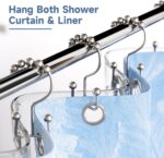 Shower Curtain Hooks Rings, Rust Resistant Metal Double Glide Shower Hooks Rings for Bathroom Shower Rods Curtains, Set of 12 Hooks - Nickel - Image 2
