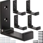 Folding Coat Hooks, 5Pcs Wall Hooks for Hanging Coat Towel Hooks Hardware Heavy Duty Aluminum Alloy Headphone Holder No Rust Wall Mounted with Screws for Bags Fitness Equipment