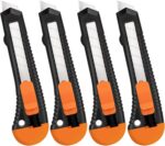 Retractable Utility Knife, 4 Pack Box Cutters with 18mm Snap-Off Blade for Paper, Plastic, Cardboard