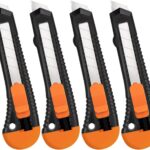 Retractable Utility Knife, 4 Pack Box Cutters with 18mm Snap-Off Blade for Paper, Plastic, Cardboard