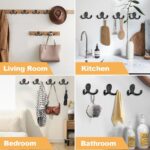 10 Pack Coat Hooks Wall Hooks for Hanging, Heavy Duty Double Prong Metal Hook Wall Mounted for Living Room, Bathroom, Kitchen, Bedroom for Coat, Bag, Scarf, Towel, Hat, Key, Cup (Black) - Image 2