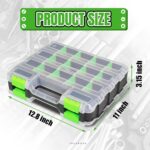Tool Box with Transparent Lid, Double Side 34-Compartments Organizer Box with Removable Dividers for Hardware, Screws, Bolts, Nails, Beads, Jewelry and Fishing Accessories, Green, 2 Pack - Image 2