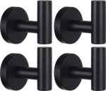 Towel Hooks Bathroom Coat Robe Wall Hook Heavy Duty Door Hanger Towel Robe Clothes Cabinet Closet Sponges Rack for Bathroom Bedroom Kitchen Hotel Pool 4 Packs Black(Drilling Installation)