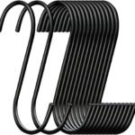 30 Pack 3.7 inch Length S Hooks Black Steel S Shaped Hooks for Hanging Jeans Pans Pots Plants Bags Towels Kitchen Closet Hooks Hanger, Fit The Rod Dia Less than1 inches