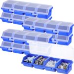 6 Packs Screw Organizer Box with Lids, Nuts and Bolts Parts Organizers and Storage, 4 Compartments Plastic Hardware Screw Toolbox Case for Garage Nails Craft Tool Organizing(Blue)