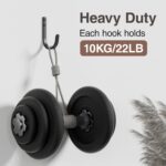 Wall Hooks for Hanging Towel/Coat - 22LB Screw in Metal Hanger Wall Mount, for Outdoor, Closet, Door, Bathrooms, for Backpack, Robe, Black 5 Pack - Image 2