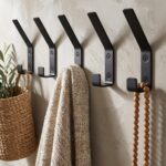 Decorative Coat Hooks For Wall Mount Set of 5 - Stylish and Sturdy Black Metal Double Hooks Are Perfect To Hang Your Jackets, Towels Or Hats - A Modern Addition To Any Farmhouse or Minimal Home Decor
