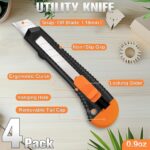 Retractable Utility Knife, 4 Pack Box Cutters with 18mm Snap-Off Blade for Paper, Plastic, Cardboard - Image 2